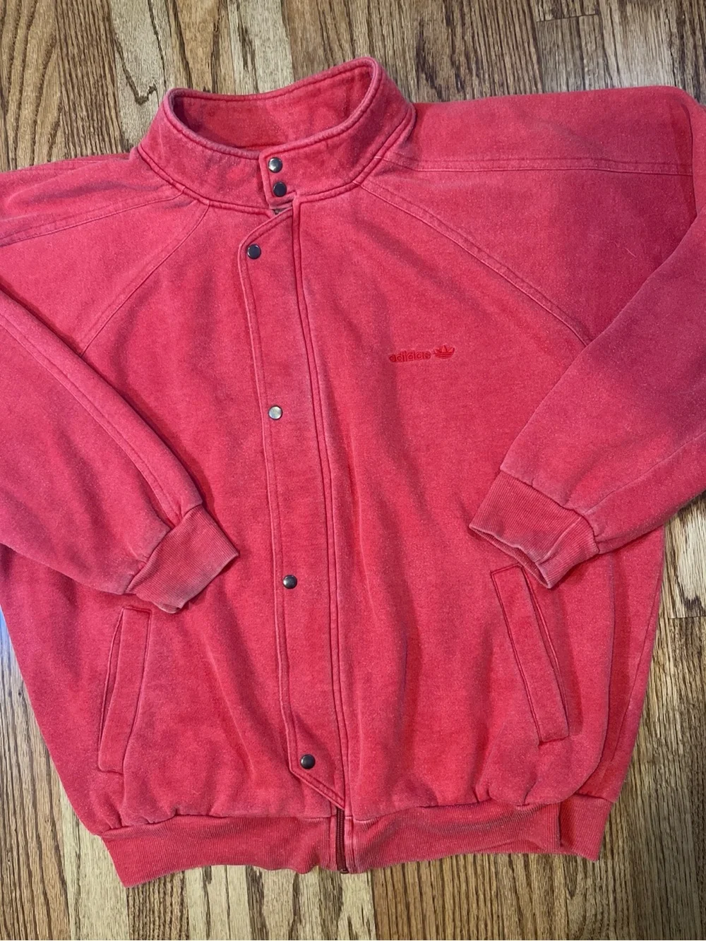 Vtg 80s ADIDAS Trefoil Track Bomber Jacket Full Zip Snap Blokecore Taiwan L/XL